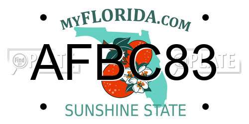 AFBC83 Florida License Plate
