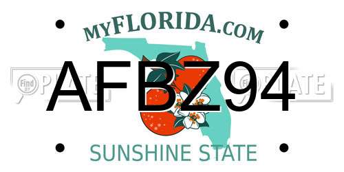 AFBZ94 Florida License Plate