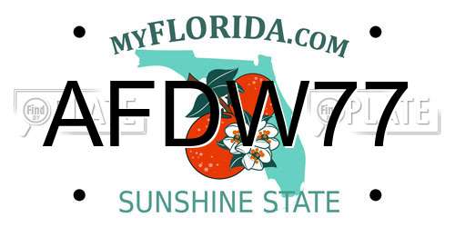 AFDW77 Florida License Plate