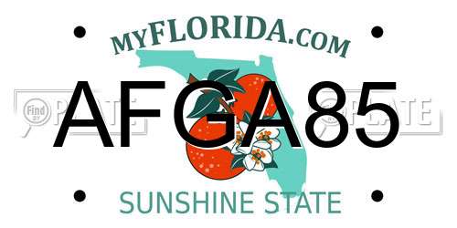AFGA85 Florida License Plate
