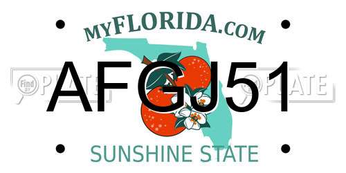 AFGJ51 Florida License Plate