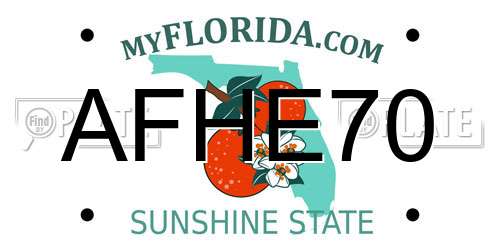 AFHE70 Florida License Plate