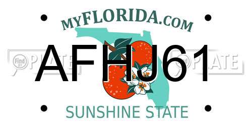 AFHJ61 Florida License Plate
