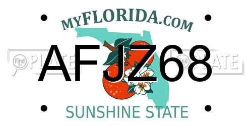 AFJZ68 Florida License Plate