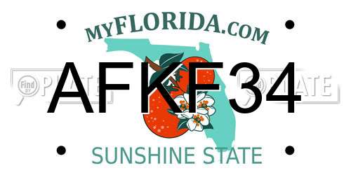 AFKF34 Florida License Plate
