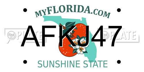 AFKJ47 Florida License Plate