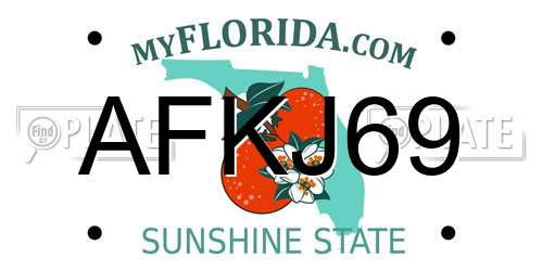 AFKJ69 Florida License Plate