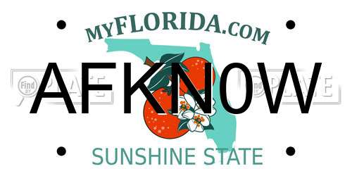 AFKN0W Florida License Plate