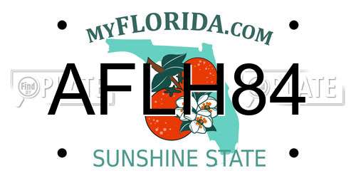 AFLH84 Florida License Plate