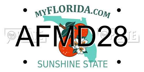AFMD28 Florida License Plate