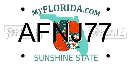 AFNJ77 Florida License Plate