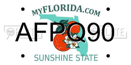 AFPQ90 Florida License Plate