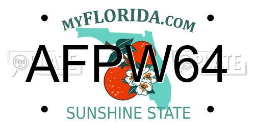 AFPW64 Florida License Plate