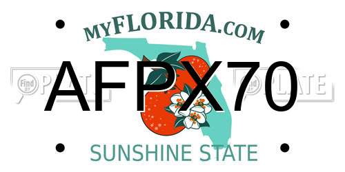 AFPX70 Florida License Plate