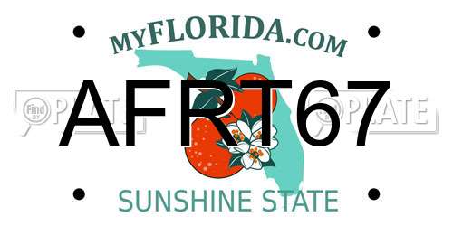 AFRT67 Florida License Plate