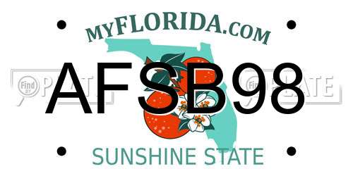 AFSB98 Florida License Plate