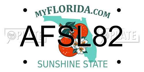AFSL82 Florida License Plate