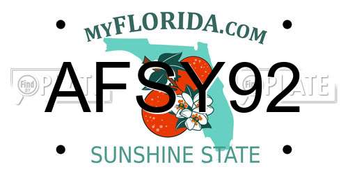 AFSY92 Florida License Plate