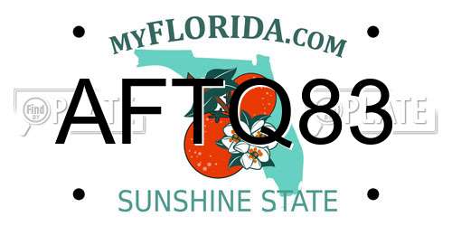 AFTQ83 Florida License Plate