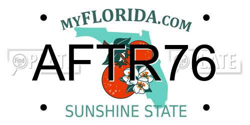 AFTR76 Florida License Plate