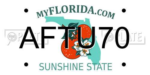AFTU70 Florida License Plate