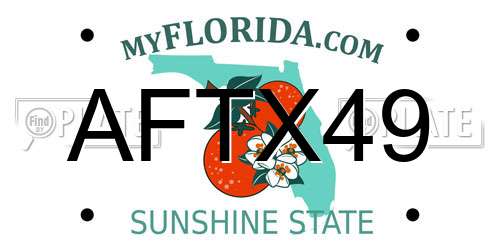 AFTX49 Florida License Plate