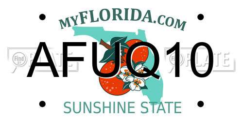 AFUQ10 Florida License Plate