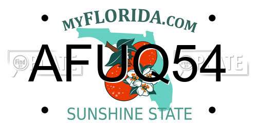 AFUQ54 Florida License Plate