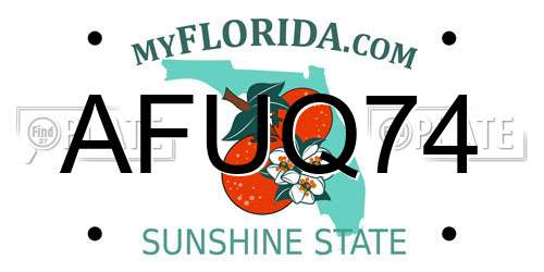 AFUQ74 Florida License Plate