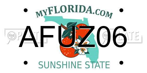 AFUZ06 Florida License Plate