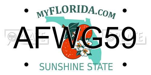 AFWG59 Florida License Plate