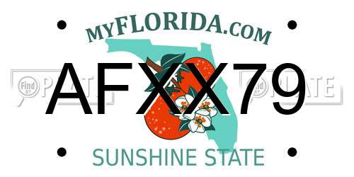 AFXX79 Florida License Plate