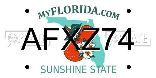 AFXZ74 Florida License Plate