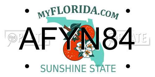 AFYN84 Florida License Plate