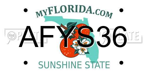 AFYS36 Florida License Plate