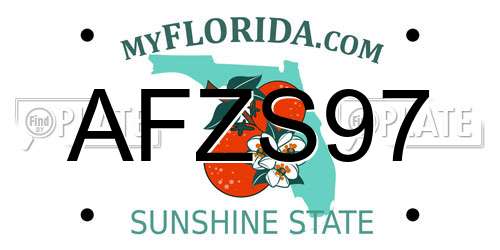 AFZS97 Florida License Plate