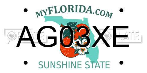 AG03XE Florida License Plate