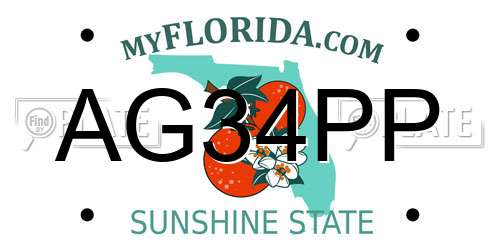 AG34PP Florida License Plate