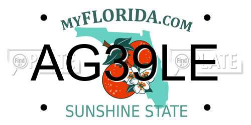 AG39LE Florida License Plate