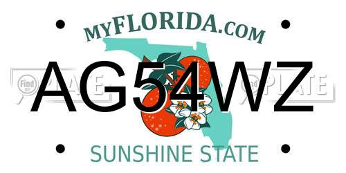 AG54WZ Florida License Plate