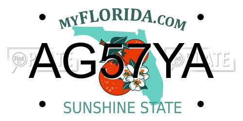 AG57YA Florida License Plate