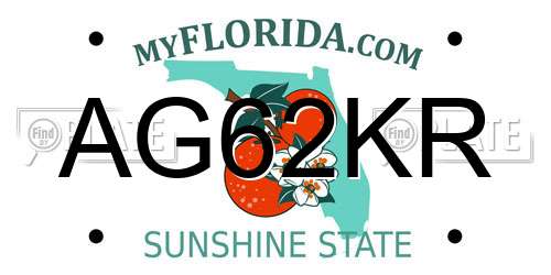 AG62KR Florida License Plate