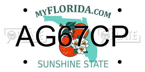 AG67CP Florida License Plate