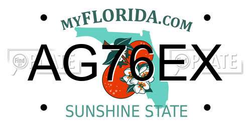 AG76EX Florida License Plate