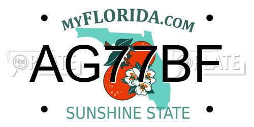 AG77BF Florida License Plate