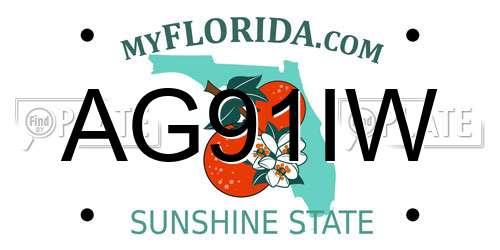 AG91IW Florida License Plate
