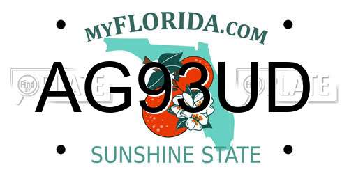 AG93UD Florida License Plate
