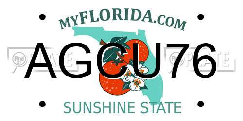 AGCU76 Florida License Plate