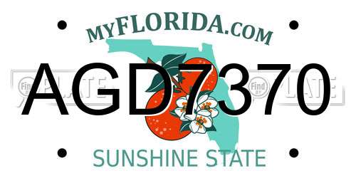 AGD7370 Florida License Plate