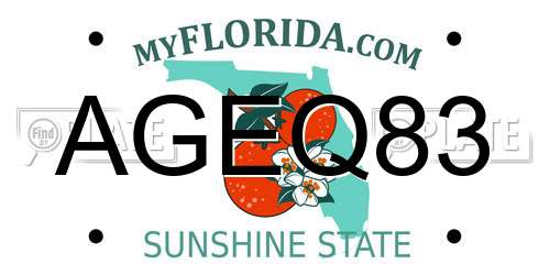 AGEQ83 Florida License Plate